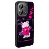 Elfia Xiaomi Redmi Note 13 Pro 4G ile Uyumlu Kamera Lens Korumalı Parlak Kabartma Desen Figürlü Silikon Kılıf, Amas Siyah
