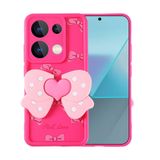 Elfia Xiaomi Redmi Note 13 Pro 4G ile Uyumlu Kelebek Tasarımlı Stand Olabilen Kamera Lens Korumalı Silikon Kılıf, Kapya Pembe Koyu