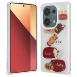 Elfia Xiaomi Redmi Note 13 Pro 4G ile Uyumlu Kılıfı Simli Silikon Kabartma Figürlü Darbe ve Kamera Lens Korumalı Kapak Cezve Beyaz