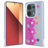Elfia Xiaomi Redmi Note 13 Pro 4G ile Uyumlu Kılıfı Simli Silikon Kabartma Figürlü Darbe ve Kamera Lens Korumalı Kapak Cezve Mor Papatya