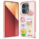 Elfia Xiaomi Redmi Note 13 Pro 4G ile Uyumlu Kılıfı Simli Silikon Kabartma Figürlü Darbe ve Kamera Lens Korumalı Kapak Cezve Pembe