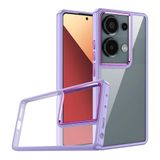 Elfia Xiaomi Redmi Note 13 Pro 4G ile Uyumlu Şeffaf Kamera Korumalı Renkli Sert Silikon Kılıf, Lila