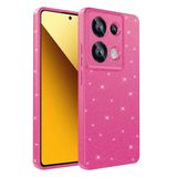 Elfia Xiaomi Redmi Note 13 Pro 4G ile Uyumlu Silikon Simli Kamera Korumalı Kılıf, Coton Pembe Koyu