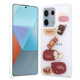 Elfia Xiaomi Redmi Note 13 Pro 5G ile Uyumlu Kılıfı Simli Silikon Kabartma Figürlü Darbe ve Kamera Lens Korumalı Kapak Cezve Beyaz