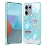 Elfia Xiaomi Redmi Note 13 Pro 5G ile Uyumlu Kılıfı Simli Silikon Kabartma Figürlü Darbe ve Kamera Lens Korumalı Kapak Cezve Yeşil