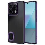 Elfia Xiaomi Redmi Note 13 Pro 5G ile Uyumlu Şeffaf Silikon Kamera Korumalı Kılıf, Omega Derin Mor