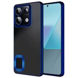 Elfia Xiaomi Redmi Note 13 Pro 5G ile Uyumlu Şeffaf Silikon Kamera Korumalı Kılıf, Omega Lacivert