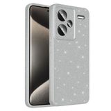 Elfia Xiaomi Redmi Note 13 Pro Plus 5G ile Uyumlu Silikon Simli Kamera Korumalı Kılıf, Coton Gümüş