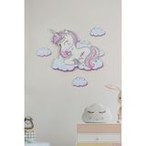 Elfida Sevimli Unicorn Çocuk Odası Ahşap Duvar Saati ELF-2312026 - Renkli - 45 x 60 cm
