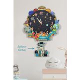 elfidadesign 3 Boyutlu Ahşap Uzay Ve Gezegenler Çocuk Odası Ahşap Duvar Saati KİŞİYE ÖZEL