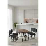 Elfin 70X110 Atlantik Sabit, 2 Sandalye 1 Bench, Masa Sandalye Takımı, Mutfak Masası Takımı - Antrasit