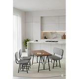 Elfin 70X110 Atlantik Sabit, 2 Sandalye 1 Bench, Masa Sandalye Takımı, Mutfak Masası Takımı - Gri