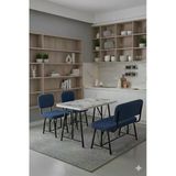 Elfin 70X110 Efes Sabit, 2 Sandalye 1 Bench, Masa Sandalye Takımı, Mutfak Masası Takımı - Lacivert