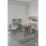Elfin 70X110 Siyah Sabit, 2 Sandalye 1 Bench, Masa Sandalye Takımı, Mutfak Masası Takımı - Gri
