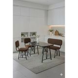 Elfin 70X110 Siyah Sabit, 2 Sandalye 1 Bench, Masa Sandalye Takımı, Mutfak Masası Takımı - Kahverengi