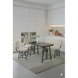 Elfin 70X110 Siyah Sabit, 2 Sandalye 1 Bench, Masa Sandalye Takımı, Mutfak Masası Takımı - Krem