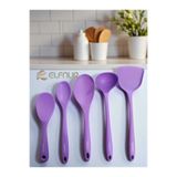 elfnur 5 Parça Isıya Dayanıklı Yanmaz Yapışmaz Silikon Kepçe Spatula Kaşık Seti (30-28-22-20 Cm