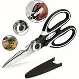 Elfnur Kırmızı Çok Fonksiyonlu Mutfak Makası Paslanmaz Çelik Malzeme ile 1 Parça Ergonomik Kullanım