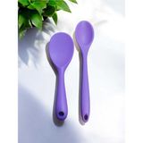 Elfnur Sert Uçlu Isıya Dayanıklı Yanmaz Yapışmaz Silikon Uzun Kaşık 28 cm Kısa Kaşık 22 cm / 2 Adet - Mor