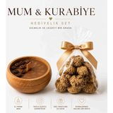 Elg Mum ve Kahveli Kurabiye Hediyelik Set - Acı Kahverengi - 1 Adet