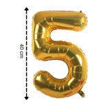 ELGALA Folyo Balon 5 Rakamı Helyum Balon 40 Cm Altın Renk