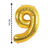 ELGALA Folyo Balon 9 Rakamı Helyum Balon 40 Cm Altın Renk