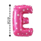 ELGALA Folyo Balon E Harfi Helyum Balon 40 Cm Pembe Renk