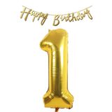ELGALA Happy Birthday Yazılı Flama ve 1 Rakamı Folyo Balon