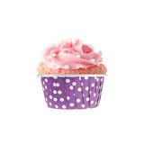 ELGALA Muffin Cupcake Kek Kalıbı Kapsülü Mor Renk Beyaz Puantiyeli Özel Pet Kapsül 20 Adet