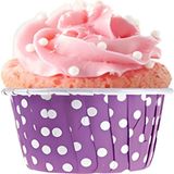 Elgala Muffin Cupcake Kek Kalıbı Puantiyeli Özel Pet Kapsül 20 Adet - Mor