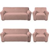 Elgeyar Bürümcük Koltuk Kanepe ,çekyat Örtüsü ,strech Pamuklu , Boydan Bürümcük 3+3+1+1 - 180 x 230 cm - Pembe