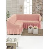 Elgeyar Bürümcük L Köşe Koltuk Örtüsü, Lastıkli, Standart - 180 x 350 cm - Pembe