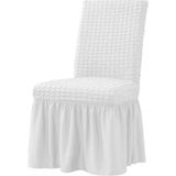 Elgeyar Bürümcük Sandalye Kılıfı,sandalye Örtüsü Etekli, Lastıkli, Standart 6li - 35 x 50 cm - Beyaz