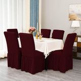 Elgeyar Bürümcük Sandalye Kılıfı,sandalye Örtüsü Etekli, Lastıkli, Standart 6li - 35 x 50 cm - Bordo
