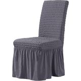 Elgeyar Bürümcük Sandalye Kılıfı,sandalye Örtüsü Etekli, Lastıkli, Standart 6li - 35 x 50 cm - Gri