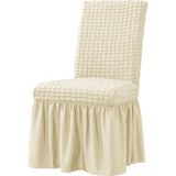 Elgeyar Bürümcük Sandalye Kılıfı,sandalye Örtüsü Etekli, Lastıkli, Standart 6li - 35 x 50 cm - Krem