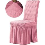 Elgeyar Bürümcük Sandalye Kılıfı,sandalye Örtüsü Etekli, Lastıkli, Standart 6li - 35 x 50 cm - Pembe