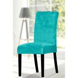 Elgeyar Ipek Kadife Sandalye Kılıfı,sandalye Örtüsü, Lastıkli, Standart 1 Adet - 35 x 50 cm - Turkuaz