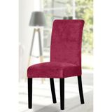 Elgeyar Ipek Kadife Sandalye Kılıfı,sandalye Örtüsü, Lastıkli, Standart 6li - 35 x 50 cm - Kırmızı