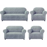 Elgeyar Jakarli Koltuk ,kanepe ,çekyat Örtüsü Çubuk Desen Esnekli Eteksiz3+2+1+1 Takım Için - 180 x 230 cm - Gri