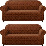 Elgeyar Jakarli Koltuk ,kanepe ,çekyat Örtüsü Şal Desen Esnekli Eteksiz3+3takım Için - 180 x 230 cm - Koyu Kahverengi