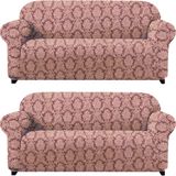Elgeyar Jakarli Koltuk ,kanepe ,çekyat Örtüsü Şal Desen Esnekli Eteksiz3+3takım Için - 180 x 230 cm - Pembe