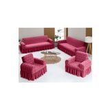 elgeyar Jakarlı Koltuk Örtüsü Takımı 3+3+1+1 (bordo)