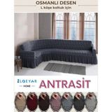 Elgeyar Jakarli L Köşe Koltuk Örtüsü ,koltuk Kılıfı Şal Desen (350CM) - 180 x 350 cm - Antrasit