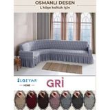Elgeyar Jakarli L Köşe Koltuk Örtüsü ,koltuk Kılıfı Şal Desen (350CM) - 180 x 350 cm - Gri