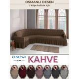 Elgeyar Jakarli L Köşe Koltuk Örtüsü ,koltuk Kılıfı Şal Desen (350CM) - 180 x 350 cm - Kahve
