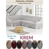 Elgeyar Jakarli L Köşe Koltuk Örtüsü ,koltuk Kılıfı Şal Desen (350CM) - 180 x 350 cm - Krem