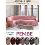 Elgeyar Jakarli L Köşe Koltuk Örtüsü ,koltuk Kılıfı Şal Desen (350CM) - 180 x 350 cm - Pembe