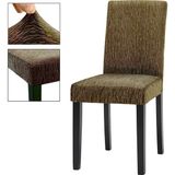 Elgeyar Jakarli Sandalye Örtüsü Çubuk Desen Yüksek Esnekli Sandalye Kılıfı( 1 Adet) - 35 x 50 cm - Kahve