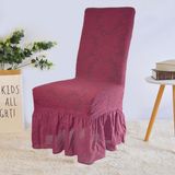 Elgeyar Jakarli Sandalye Örtüsü Etekli Yıkanabilir Esnekli Lastikli 6 Adet - 35 x 50 cm - Bordo